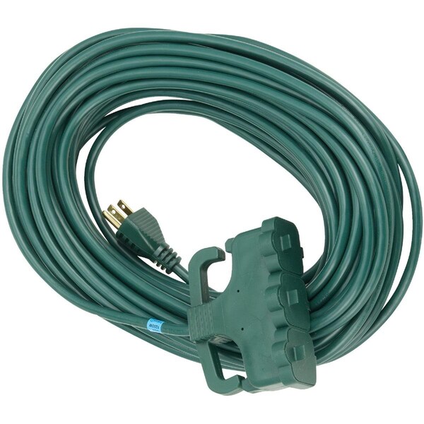 All-Source Extension Cord, 16 AWG, Indoor/Outdoor, 16/3, 3 Outlets, Green, 70 ft OP-JTW163-70X-GR - main